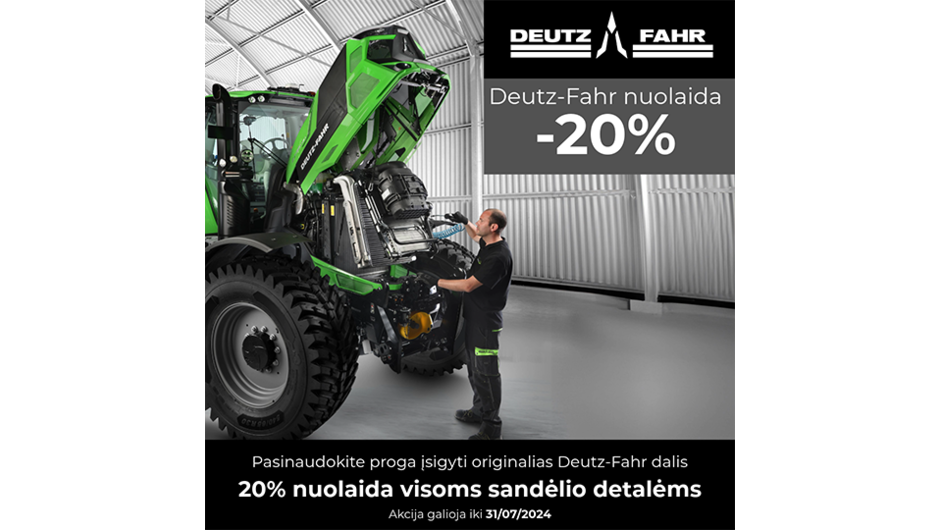 Visoms Deutz-Fahr traktorių detalėms -20% nuolaida