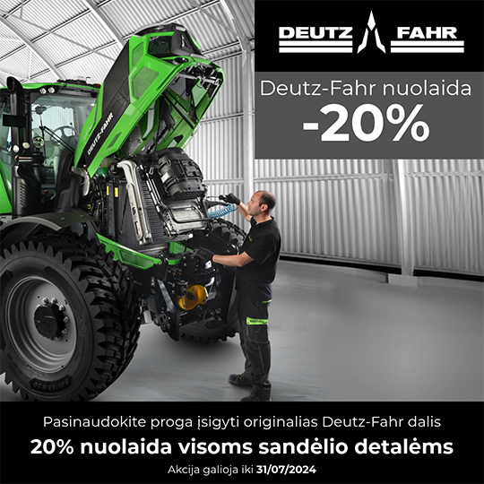 Visoms Deutz-Fahr traktorių detalėms -20% nuolaida